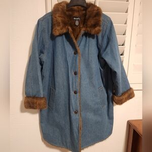 Denim and Faux Fur Coat
